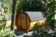 Das Schlaf-Fass, oder auch Campingfass genannt, von außen